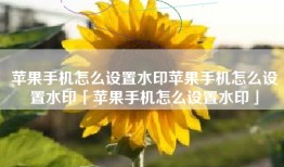 苹果手机怎么设置水印苹果手机怎么设置水印「苹果手机怎么设置水印」