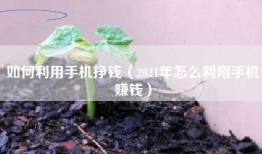 如何利用手机挣钱（2021年怎么利用手机赚钱）