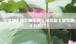 深圳富士康苹果手机（深圳富士康苹果手机部门）